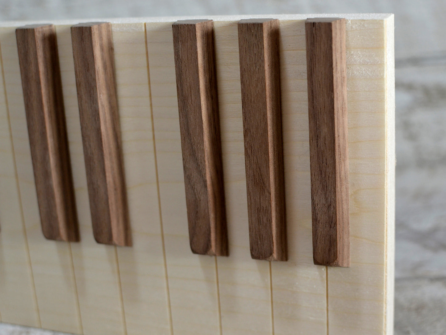 walnut and maple piano keys decor