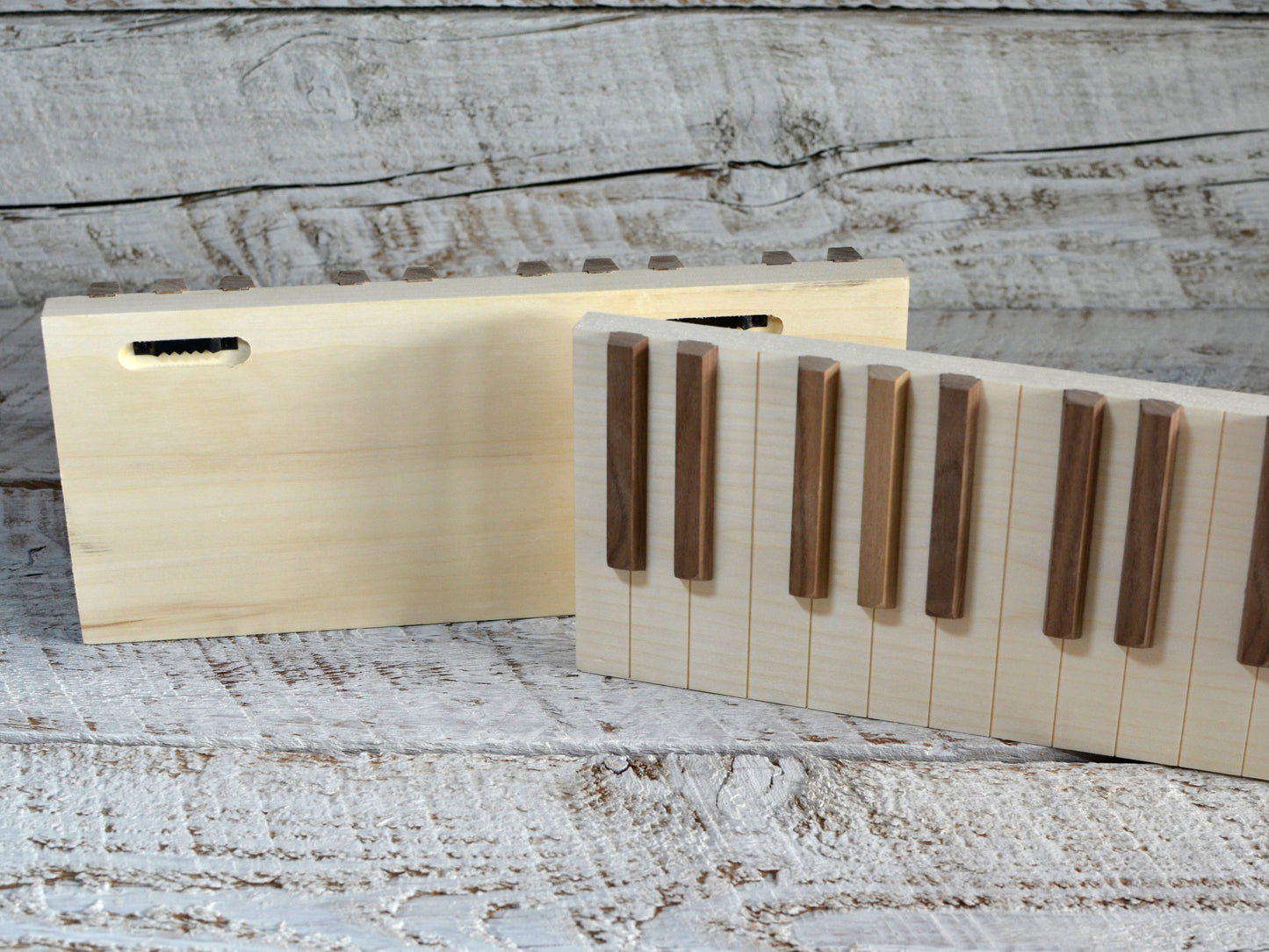 wooden piano keys wall art