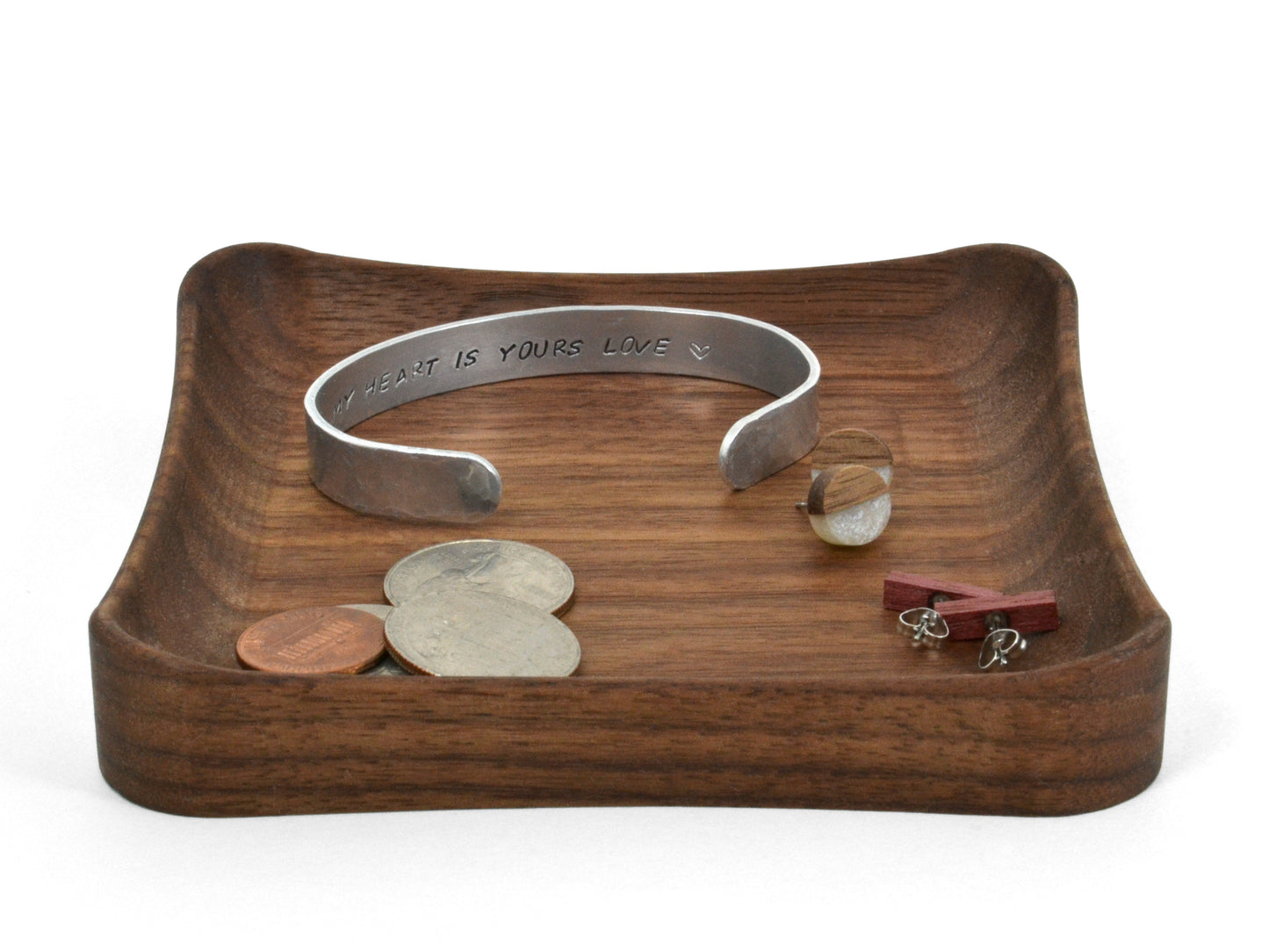 small walnut tray for jewelry and rings
