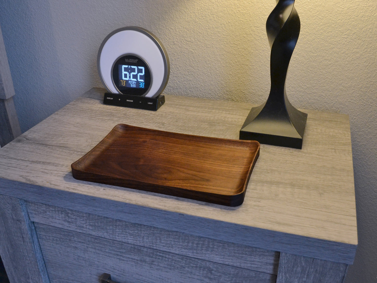 nightstand tray for wallet, phone, keys, catchall tray