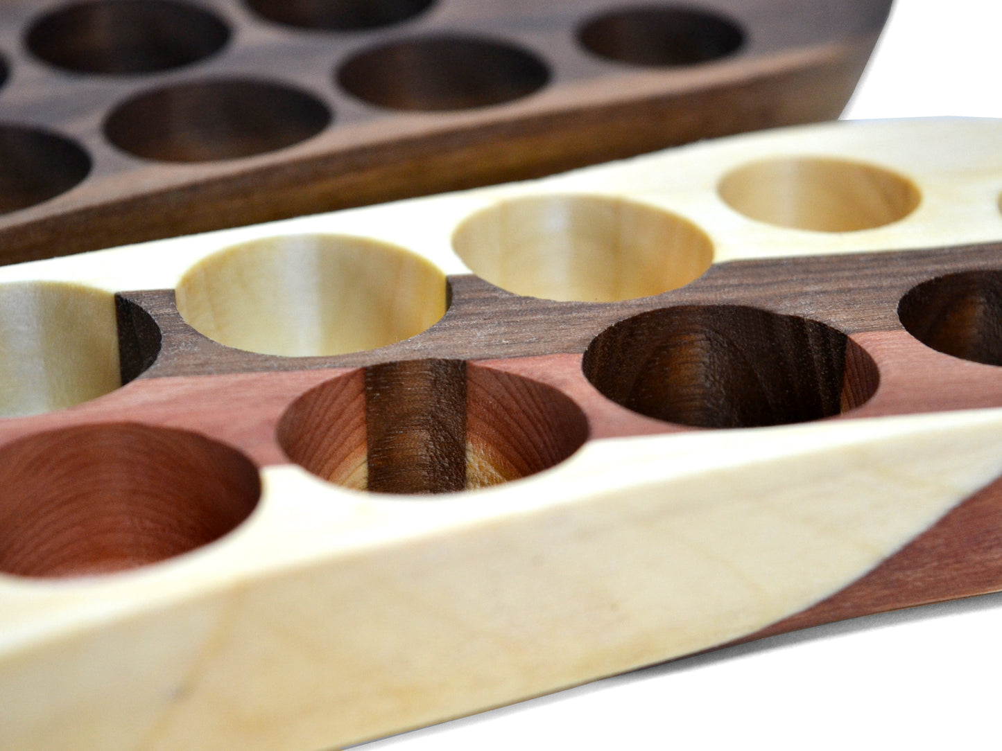 wooden essential oils organizer with pockets