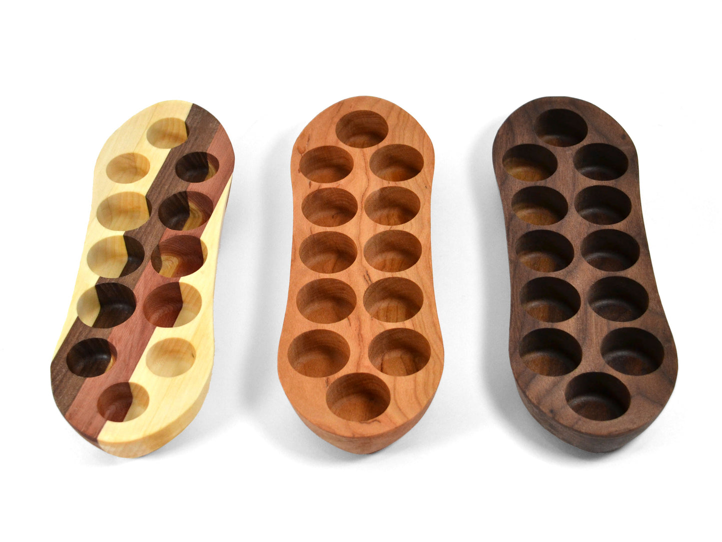 striped wood, cherry wood, walnut wood oil bottle holders