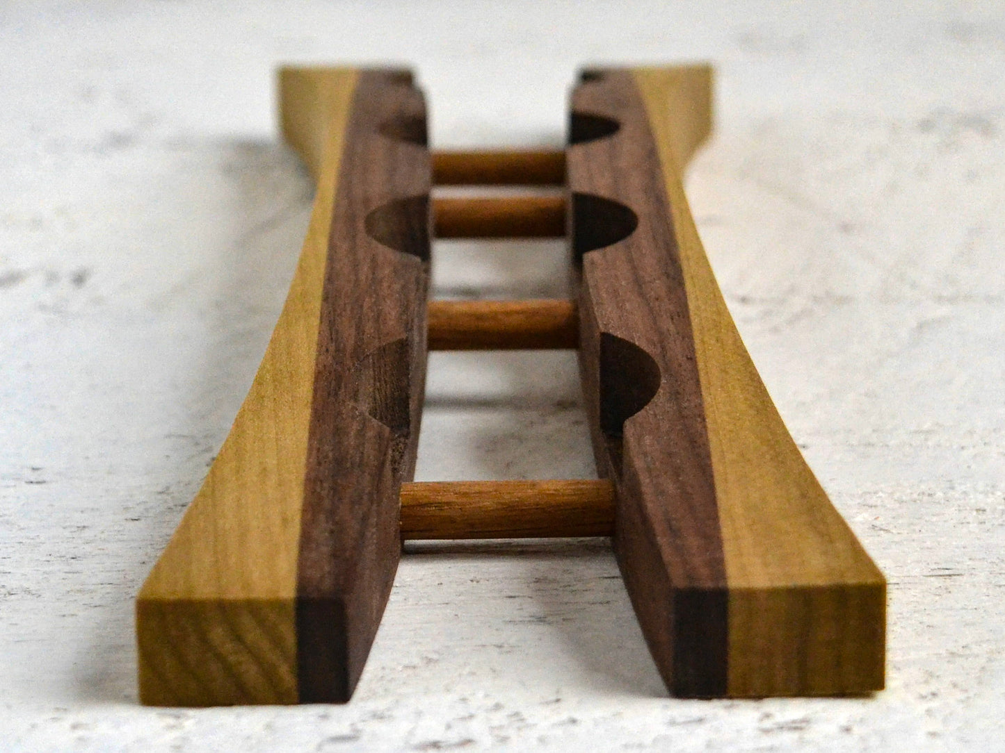 bare tea candle display with wooden construction