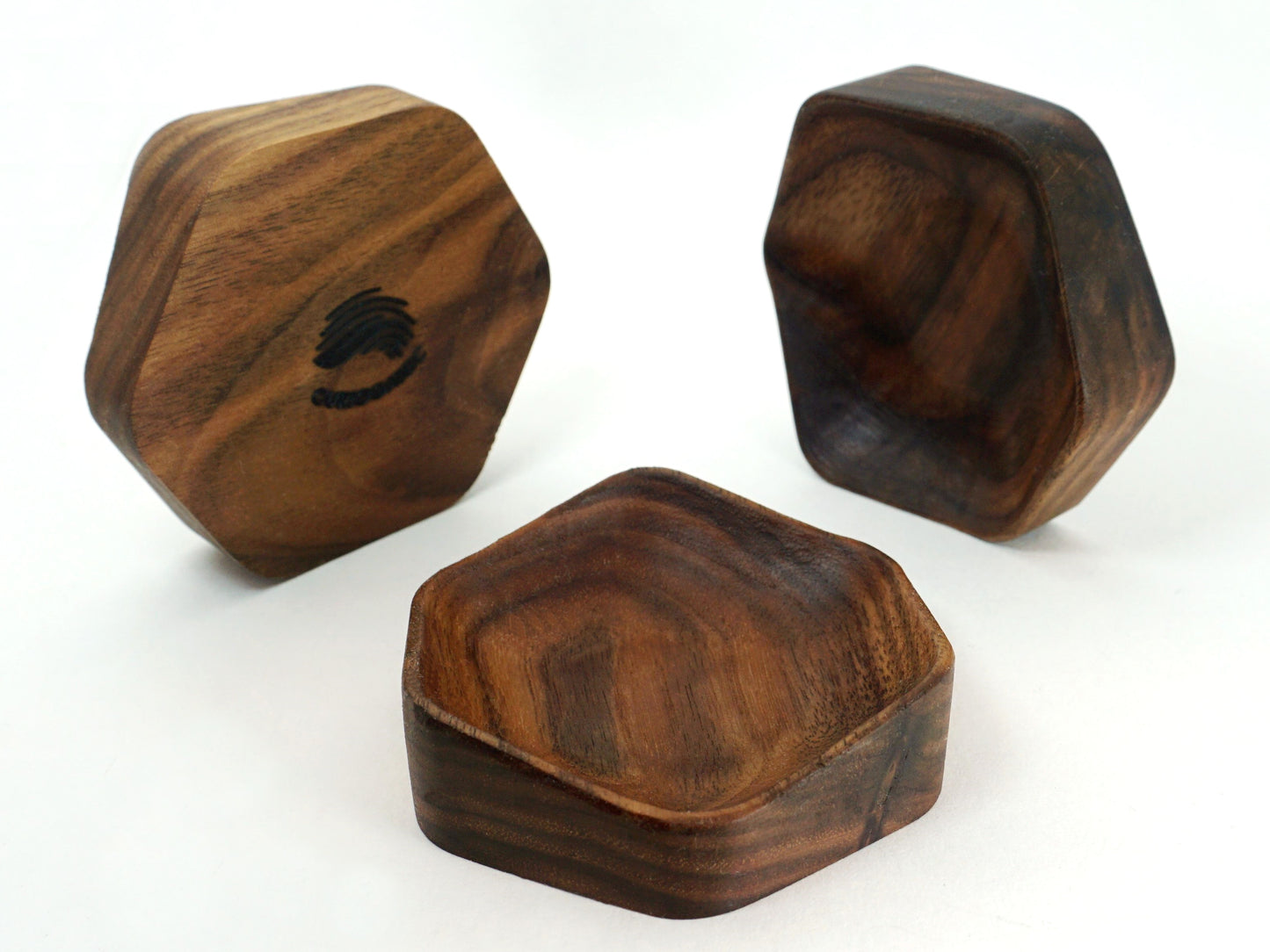 Curioganic Walnut Hexagon Ring Dishes