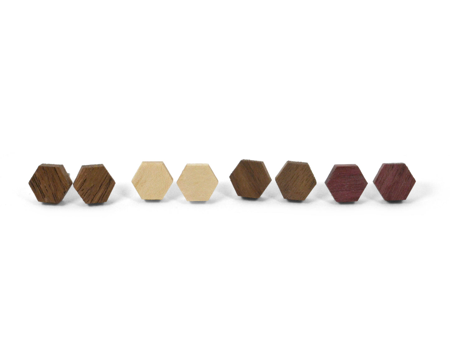 assorted hexagon stud set, multiple wood types, gift set