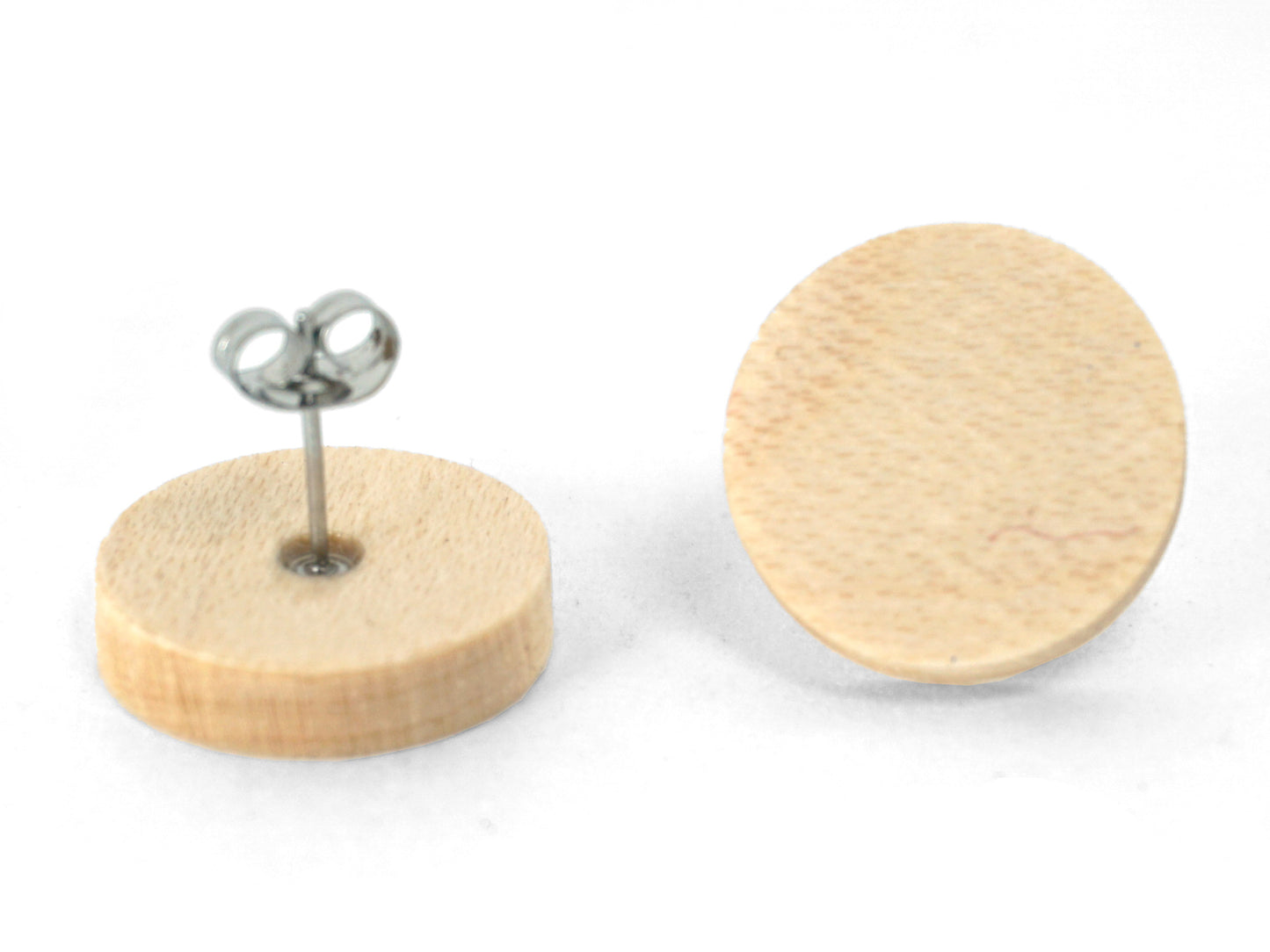 White maple wood stud earrings