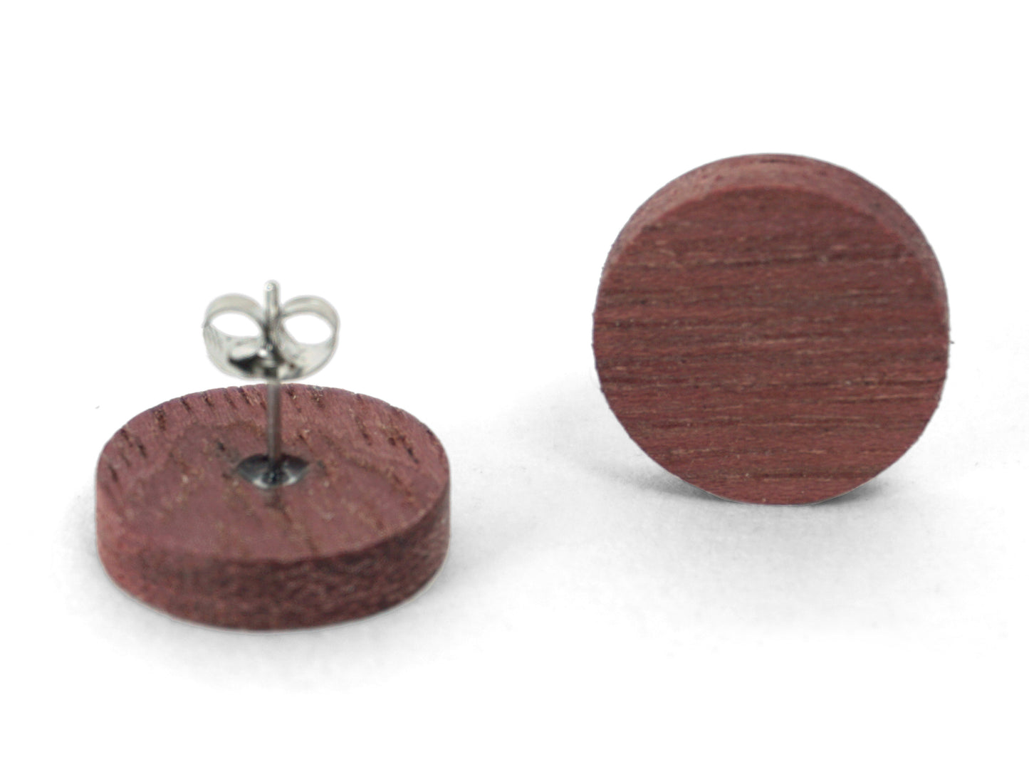 Exotic purple wood purpleheart stud earrings