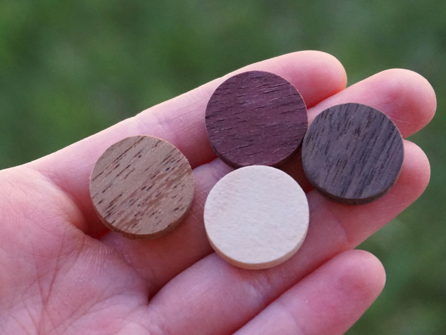 Medium round wood stud earrings