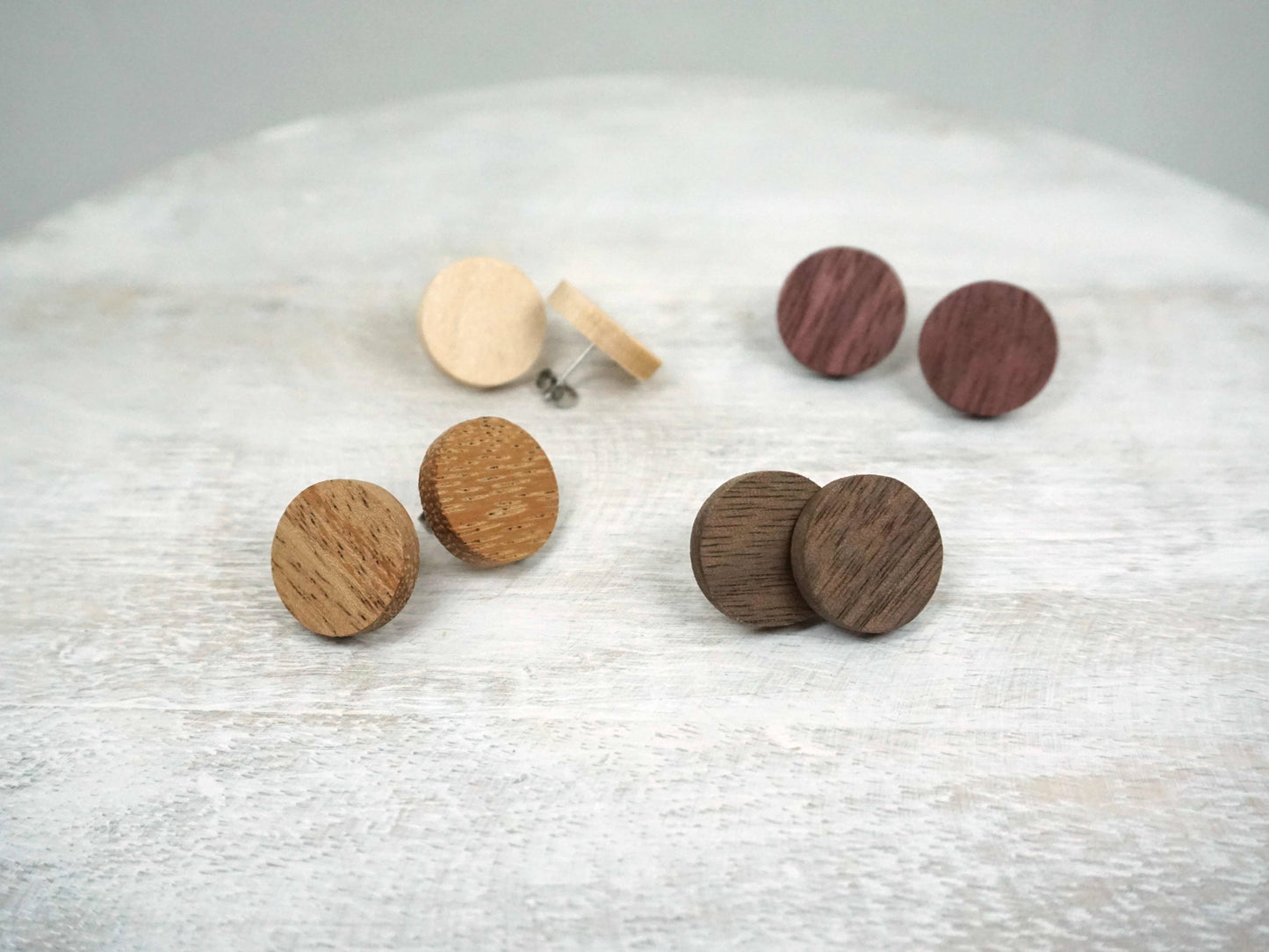 Fake plug size wood stud earrings