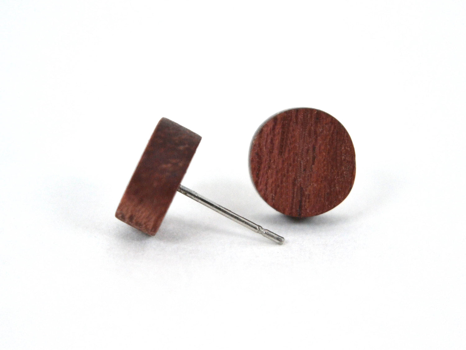 nickel free, hypo-allergenic natural purpleheart wood stud earrings