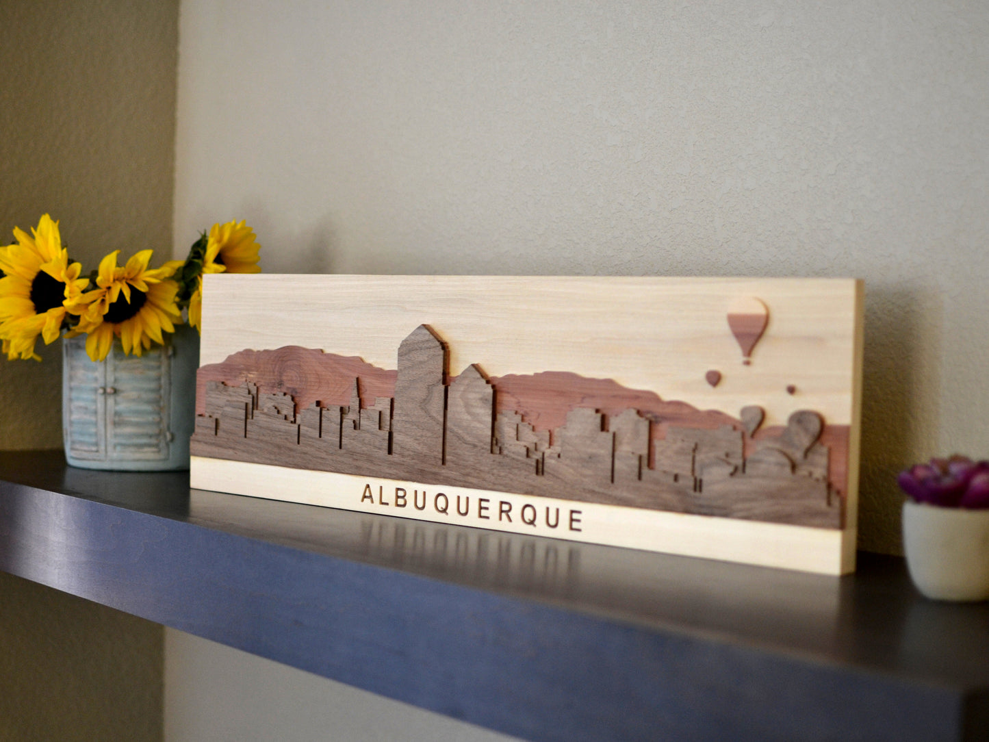 wood albuquerque skyline decor wall art