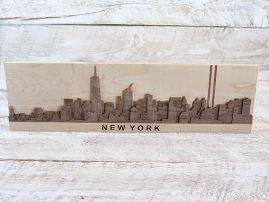 wooden new york skyline artwork