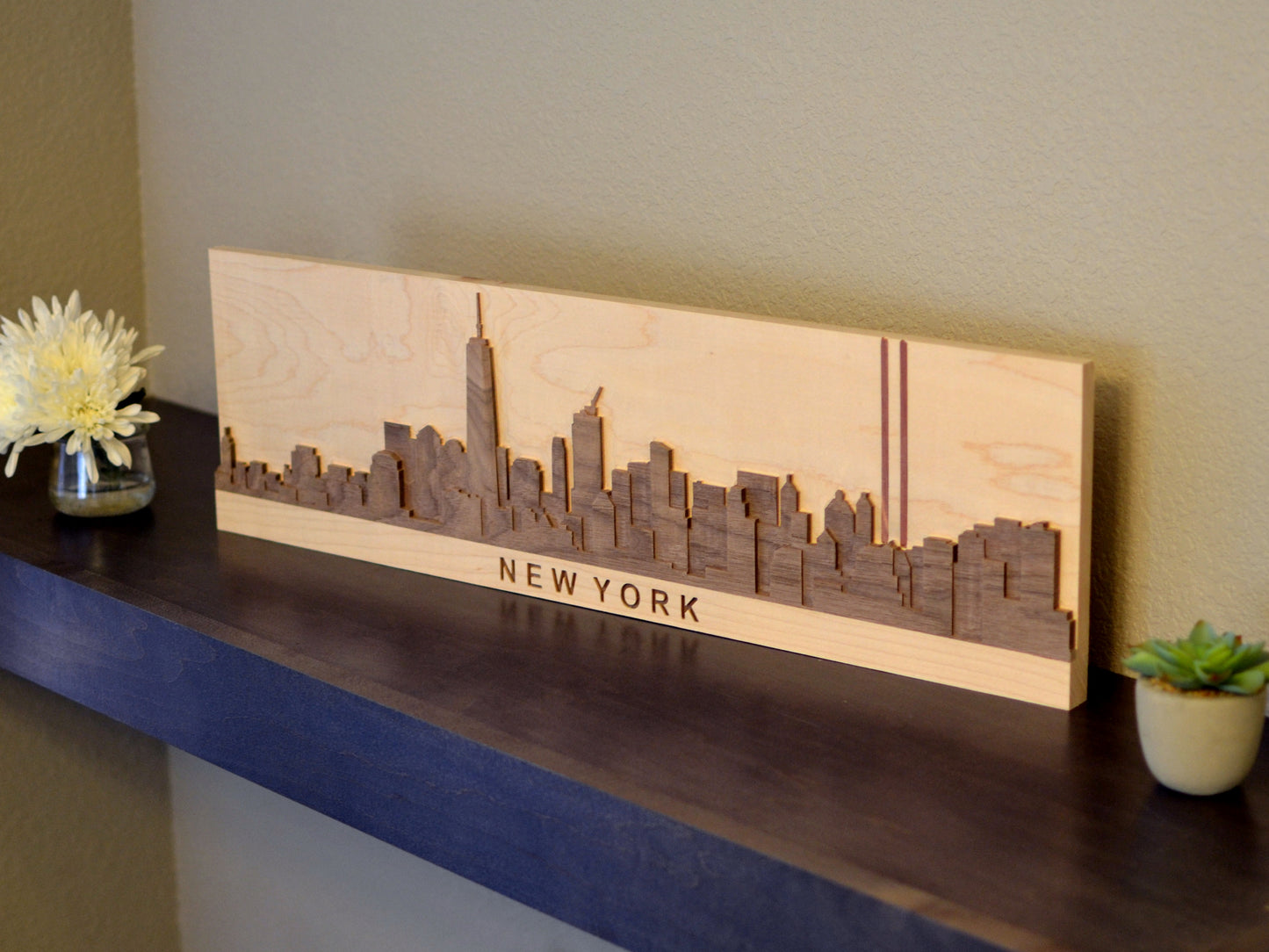 new york cityscape wooden decor