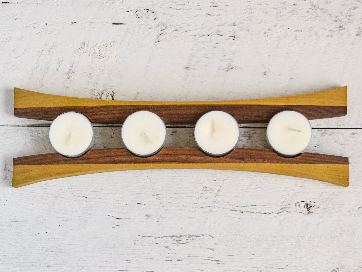 tea candle display, wooden rack