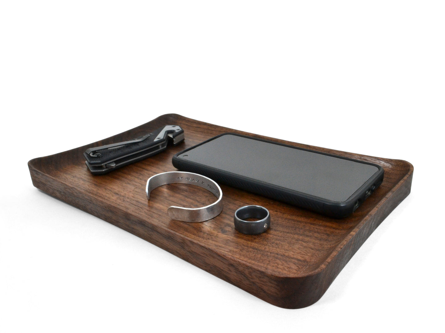 walnut tray for cell phone