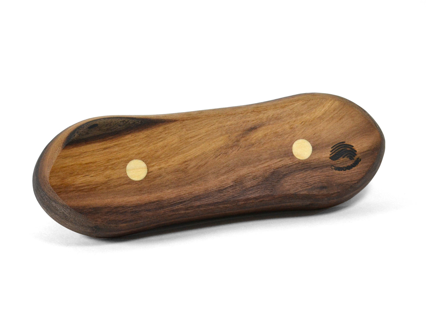 walnut wood boat shaped essential oil display