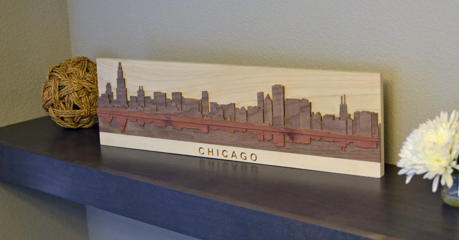 chicago skyline wood art