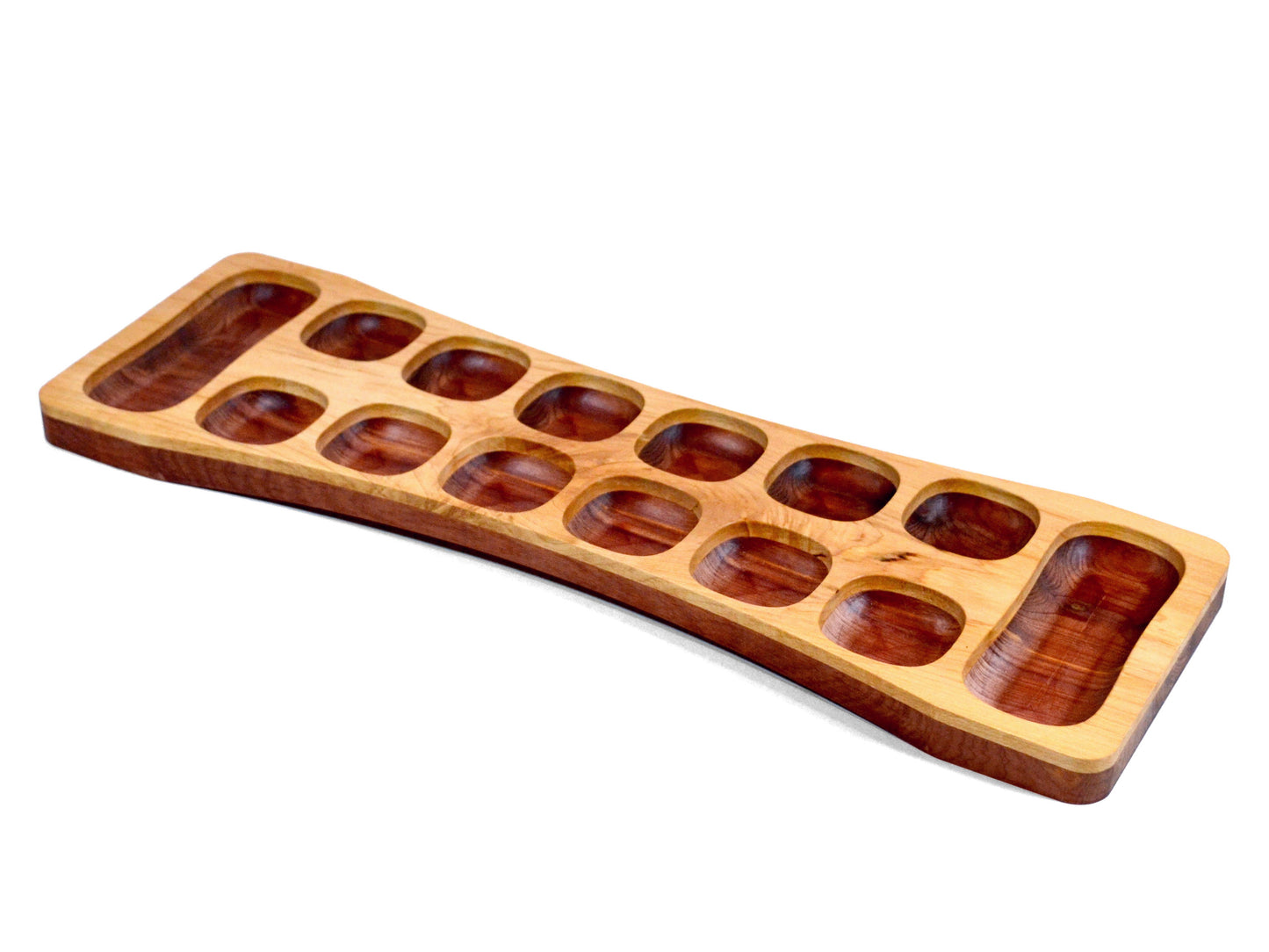 red cedar wooden mancala board with modern design
