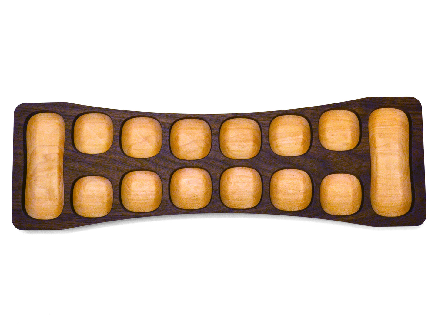 two tone mancala board with dark walnut top