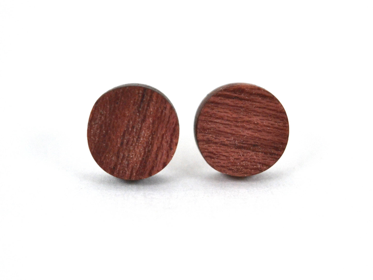 round purple wood purpleheart earring stud set
