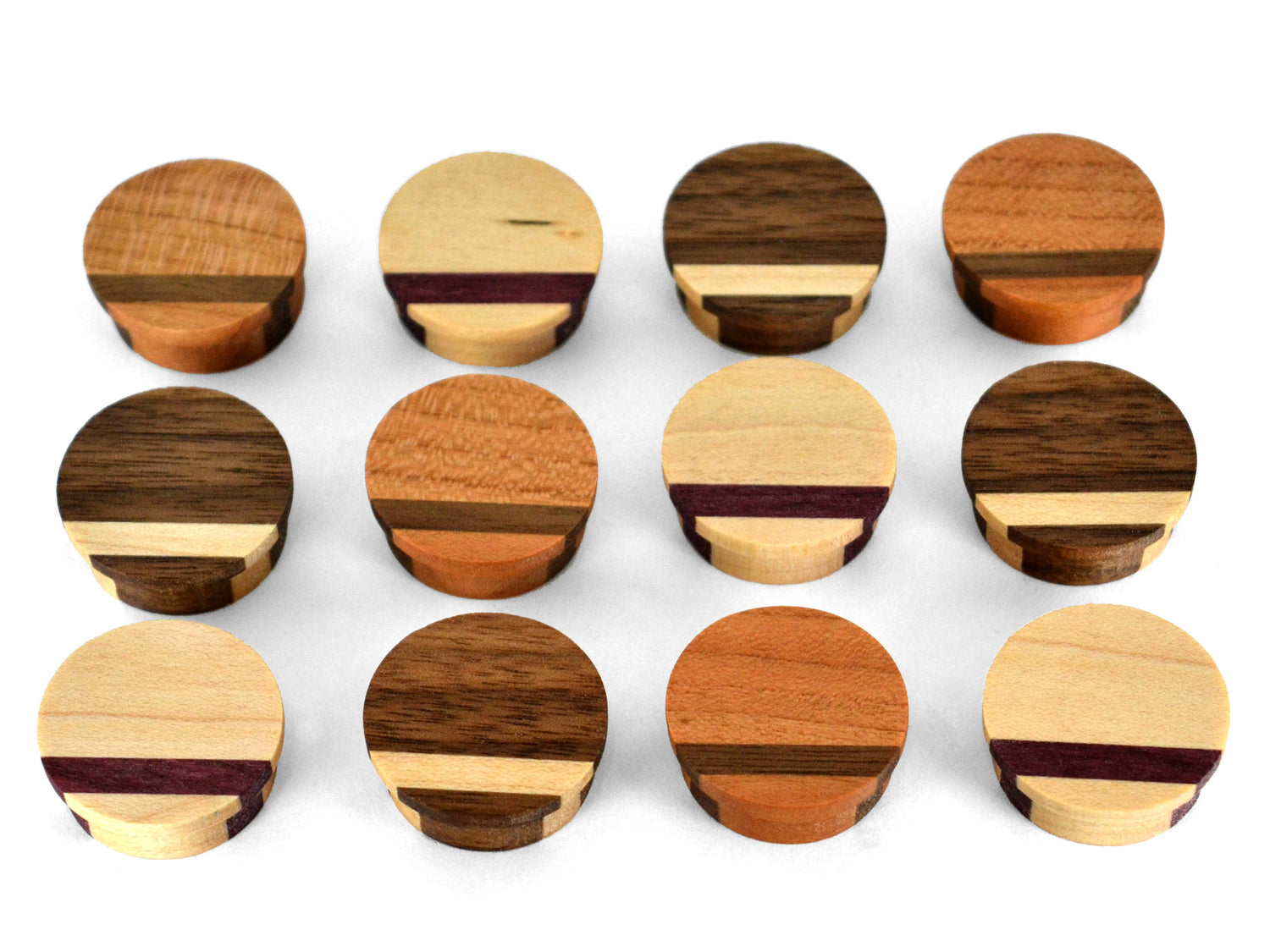 assorted round wooden magnets with stripe, strong neodymium magnets