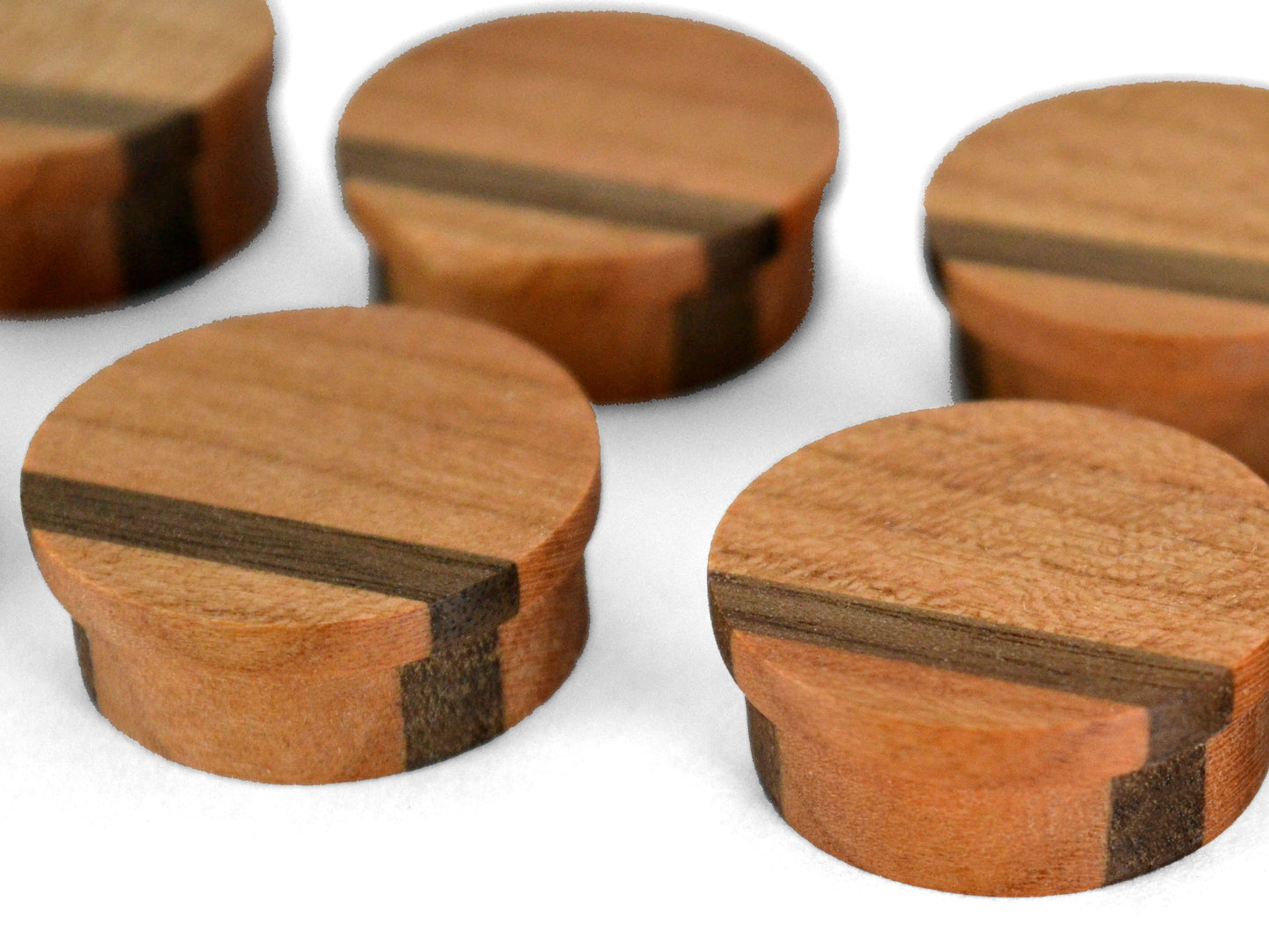 figured cherry wood magnets with dark walnut accents