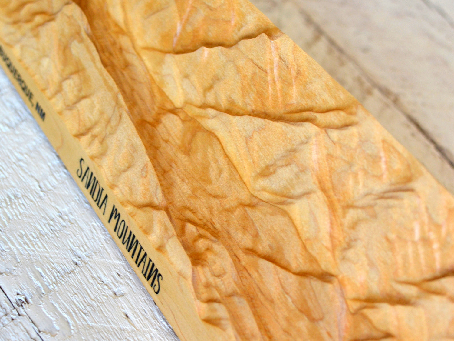 sandia mountains cnc carving, white maple wood