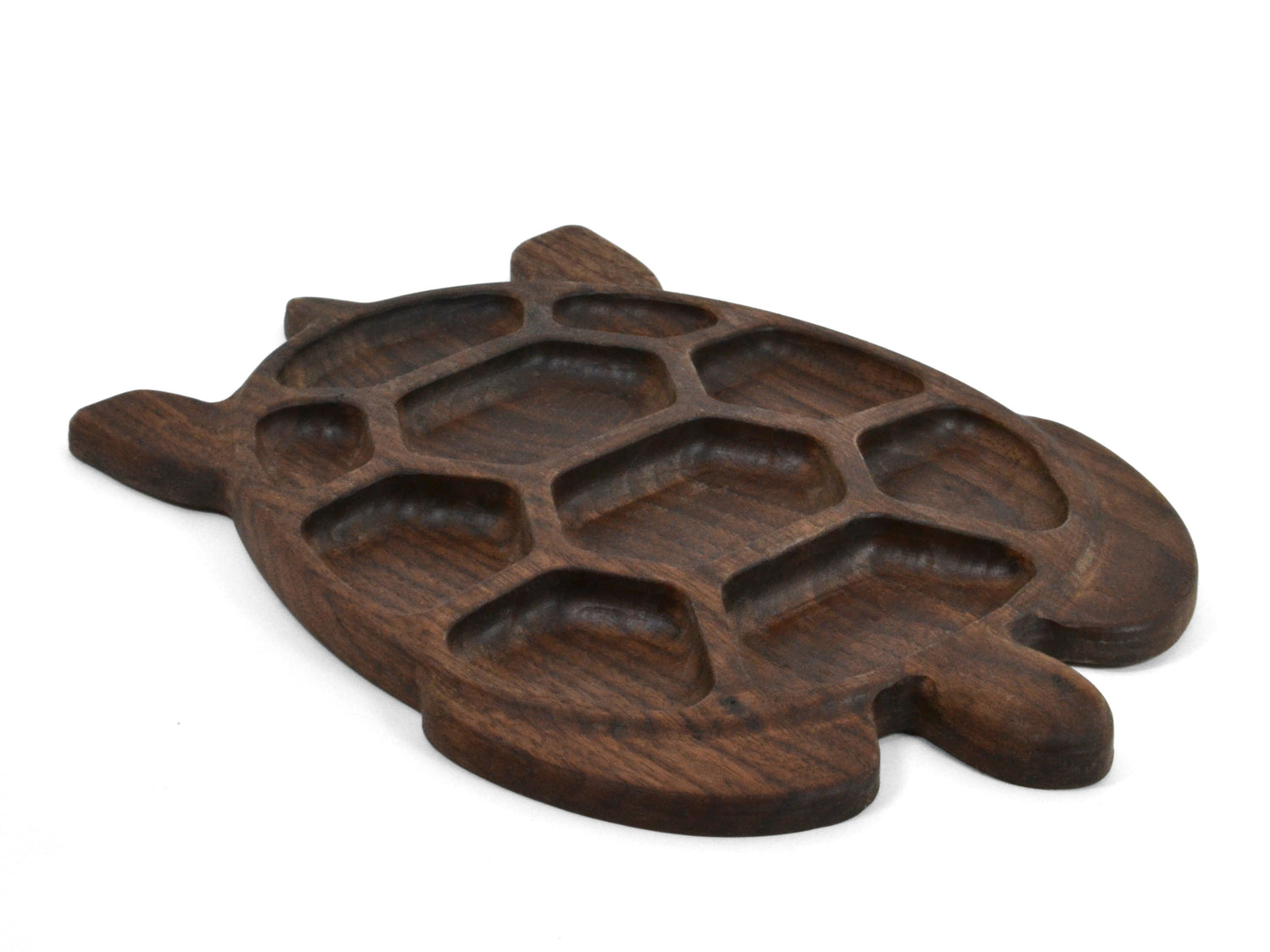 walnut wood turtle shaped jewelry ring tray
