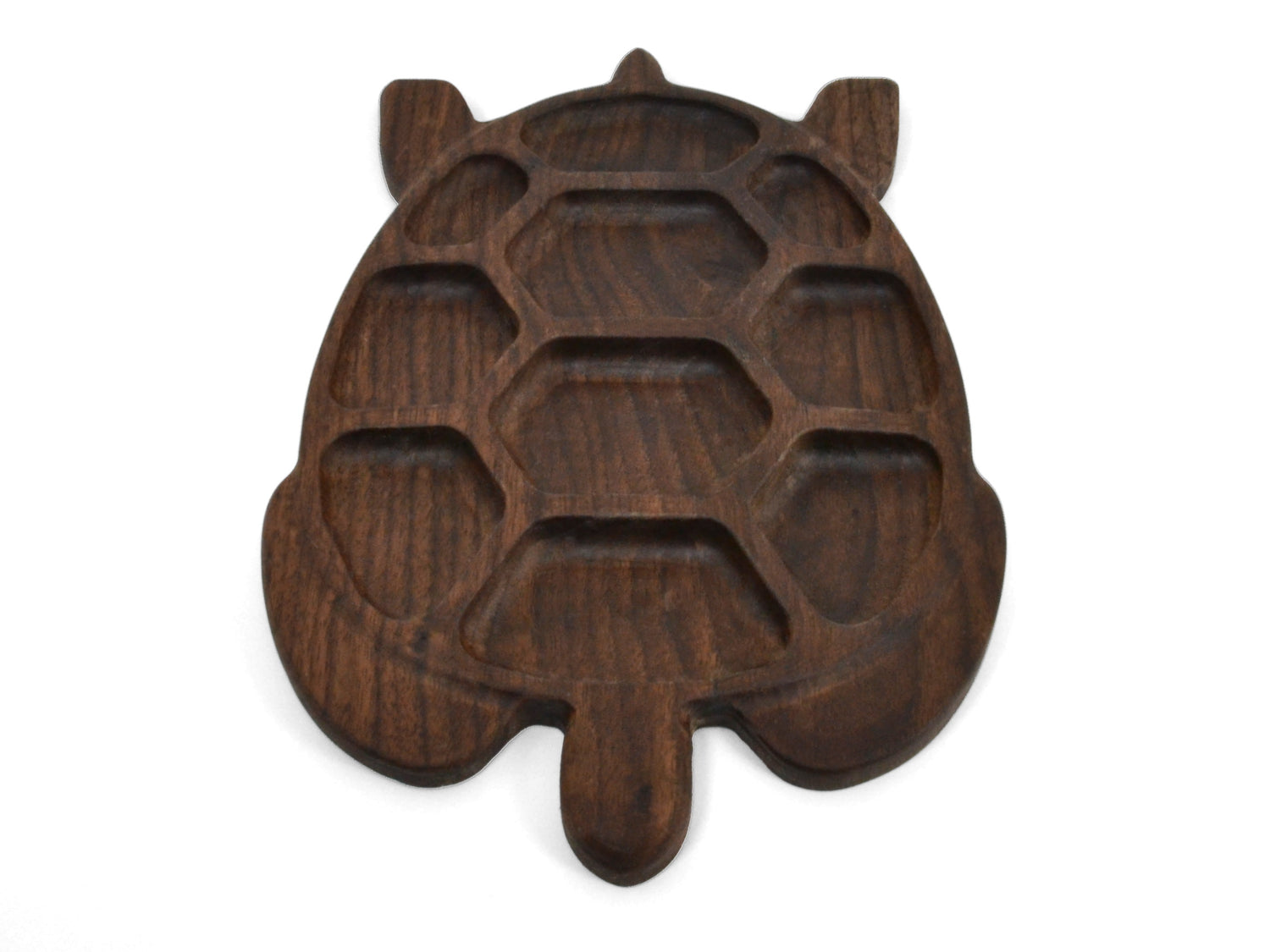 dark walnut turtle shaped valet tray